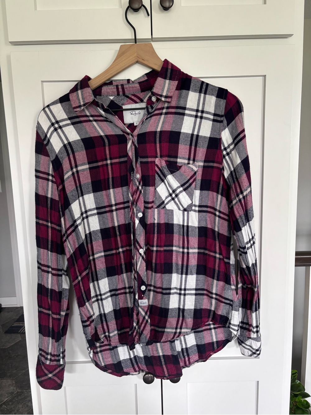 Rails‎ Hunter Plaid Button Down Shirt Pink Navy White Lychee Womens Small